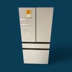 Bespoke 23 cu. ft. Counter Depth 4-Door French Door Smart Refrigerator in White Glass with Beverage Center