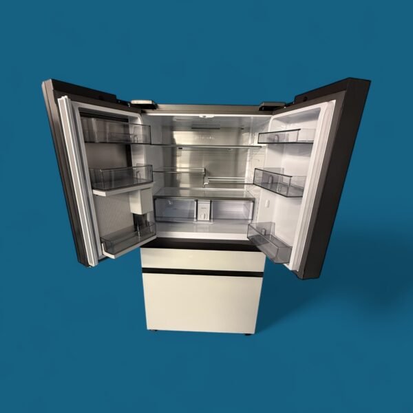 Bespoke 23 cu. ft. Counter Depth 4-Door French Door Smart Refrigerator in White Glass with Beverage Center