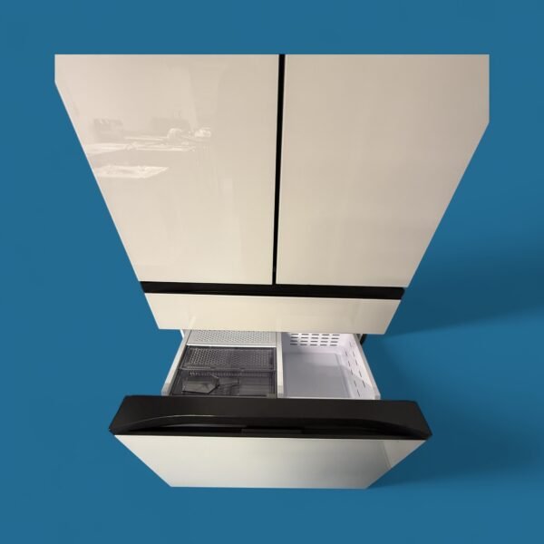 Bespoke 23 cu. ft. Counter Depth 4-Door French Door Smart Refrigerator in White Glass with Beverage Center