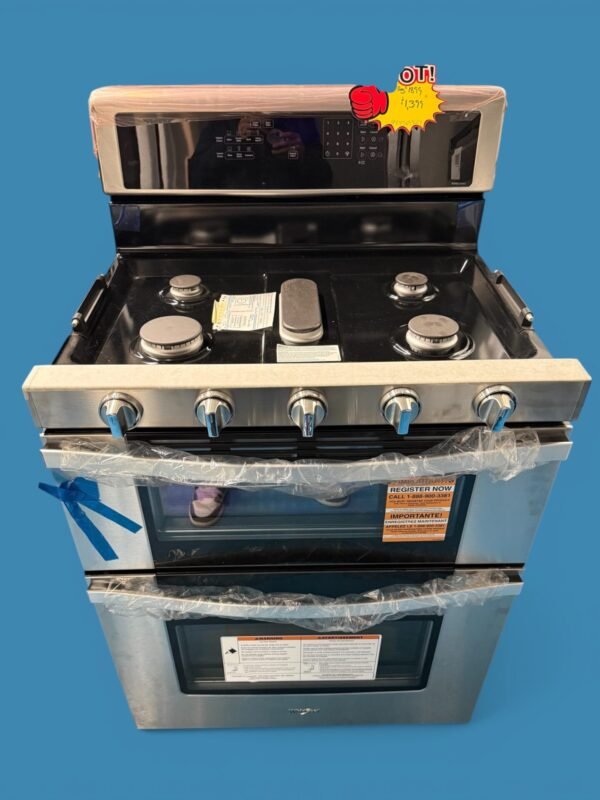 6.0 cu. ft. Double Oven Gas Range with Center Oval Burner in Stainless Steel