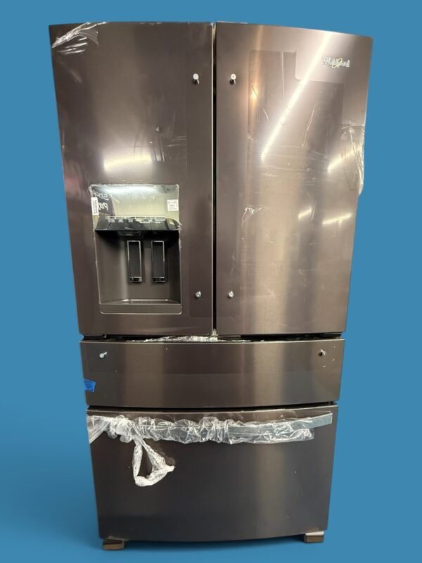 36 in. 24.5 cu. ft. Wide French Door Bottom Mount Refrigerator in Black Stainless with Maximum Ice Capacity