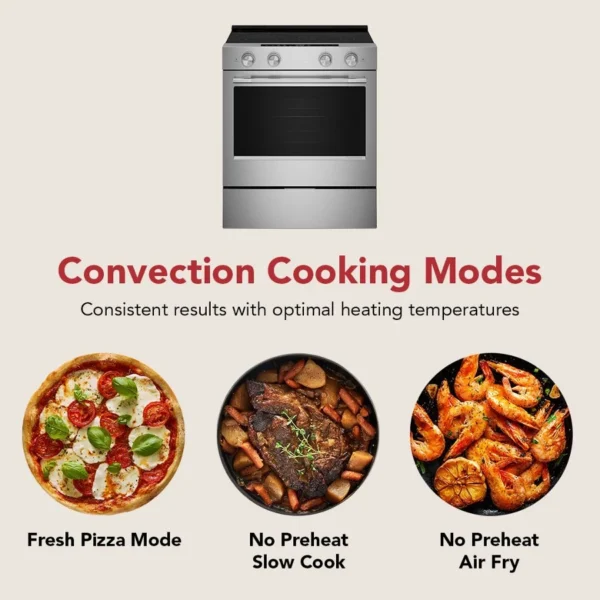 KitchenAid KSES330SPS 30" Smart Slide-In Electric Range with Air Fry and Pizza Mode - PrintShield Stainless Steel