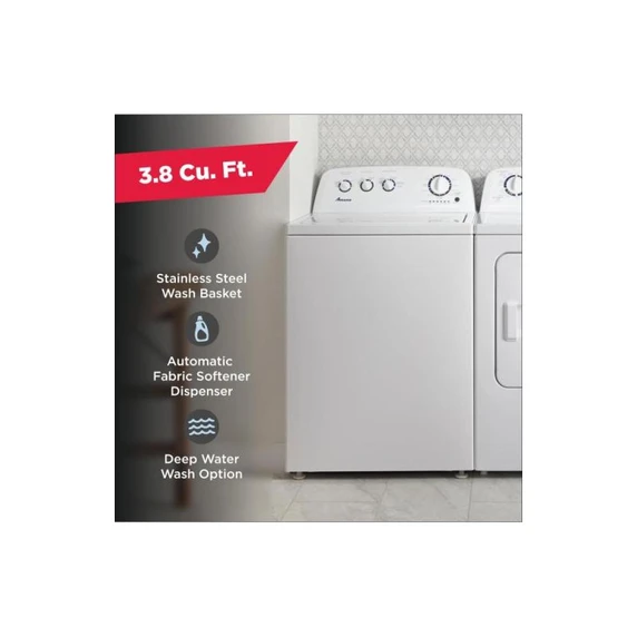 Amana NTW4519JW 27.5" Large Capacity Top Load Washer with High-Efficiency Agitator - White