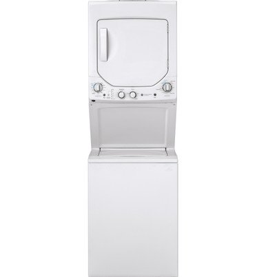 GE Appliances GE Unitized Spacemaker® 2.3 cu. ft. Capacity Washer with Stainless Steel Basket and 4.4 cu. ft. Capacity Electric Dryer ^ GUD24ESSMWW